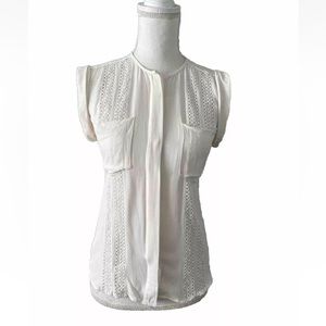 Veronica Beard Women's 100% Silk Ivory Short Sleeve Blouse Size 0